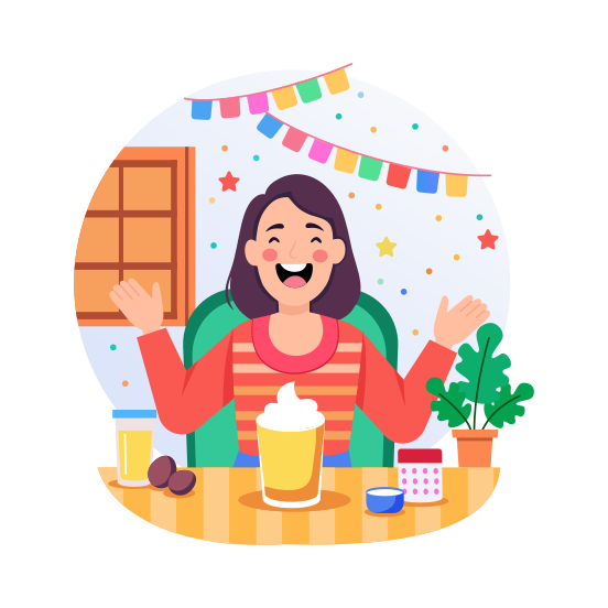 Laughing, Happy, Cheerful, Birthday, Celebration, illustration
