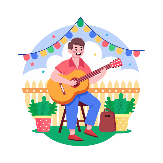 Playing Guitar, Musical, Guitarist, Performance, Entertainment, illustration