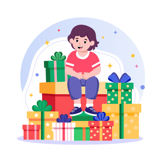 Presents, Surprises, Gifts, Souvenirs, Birthday, illustration