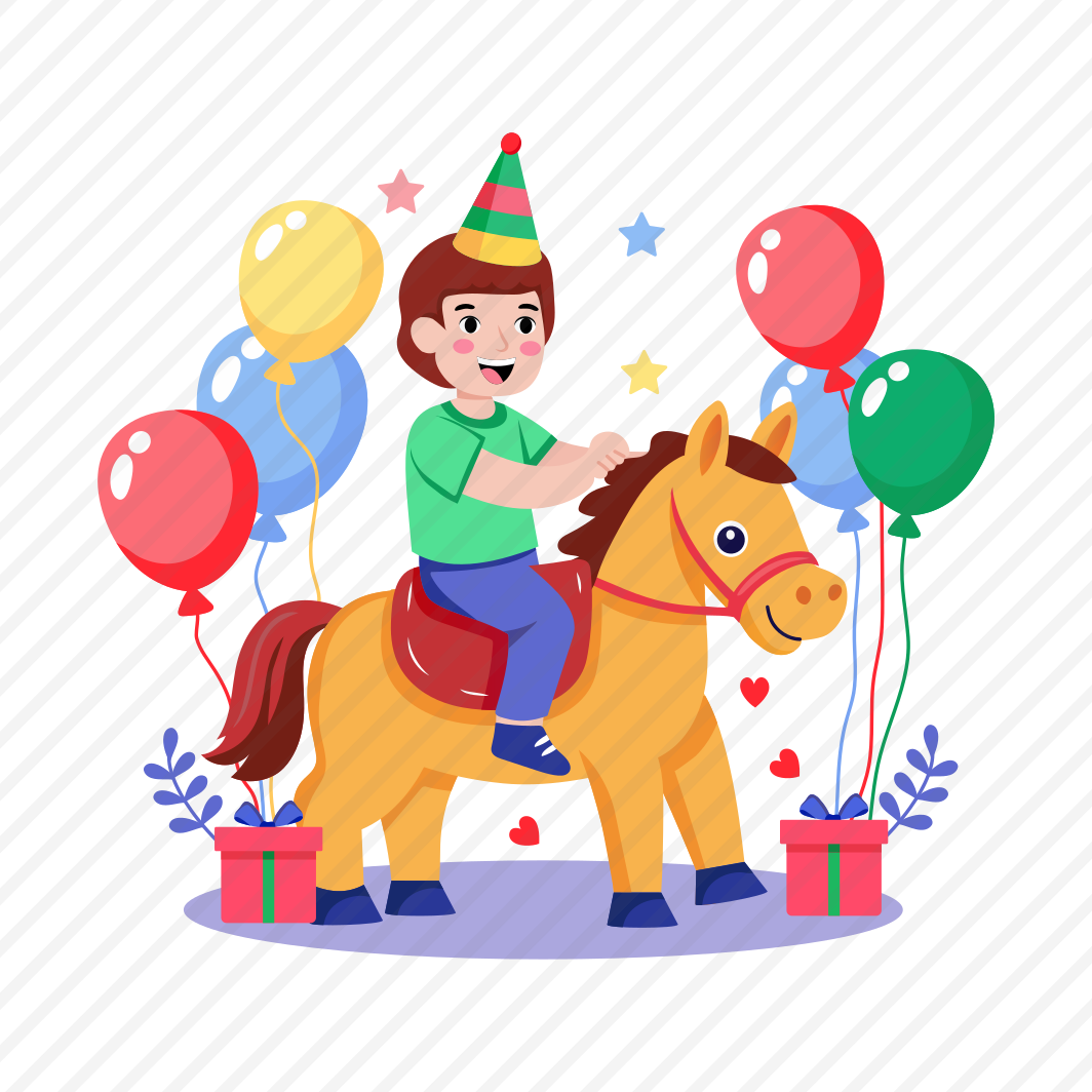 Riding Pony, Playing, Cheerful, Birthday, Party preview