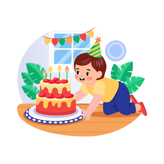 Toddler Birthday, Kid, Cake, Celebration, Party illustration