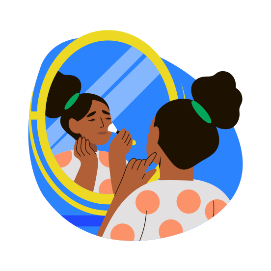 Applying Blush, Tint, Makeup, Cosmetics, Beauty illustration