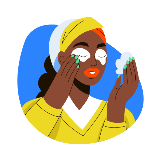 Applying Cream, Moisturizing, Hydrating, Pampering, Skincare, illustration