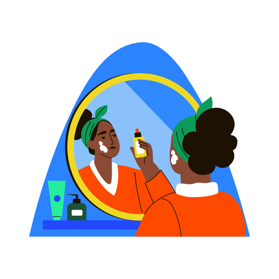 Applying Serum, Moisturizing, Hydrating, Skincare, Cosmetics, illustration