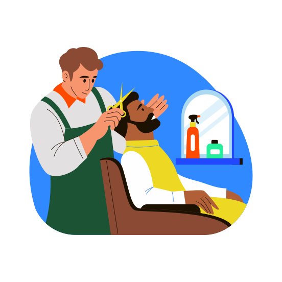 Barber, Stylist, Hairdresser, Grooming, Haircut, illustration