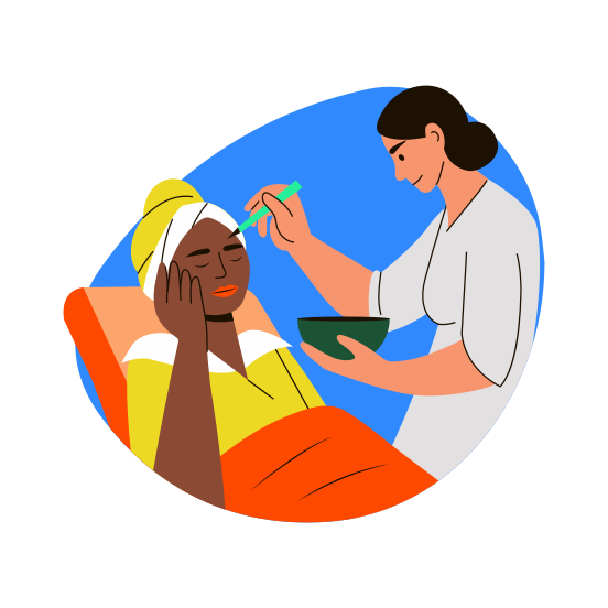 Chemical Peel, Facial Treatment, Skincare, Cosmetology, Beauty illustration