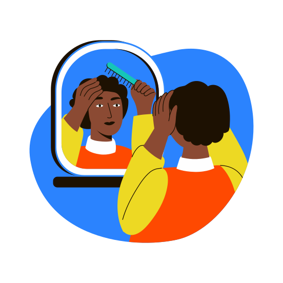 Combing Hair, Grooming, Hairstyling, Detangling, Brushing, illustration