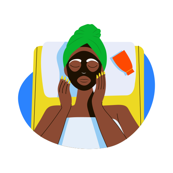 Facial Mask, Skincare, Spa, Beauty, Character illustration