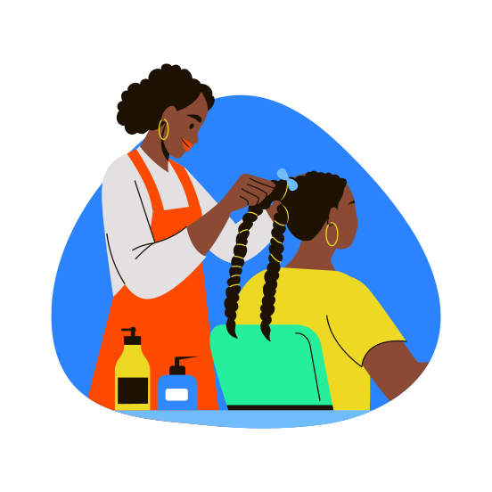 Hair Braiding, Hairstyling, Stylist, Grooming, Hairdressing illustration