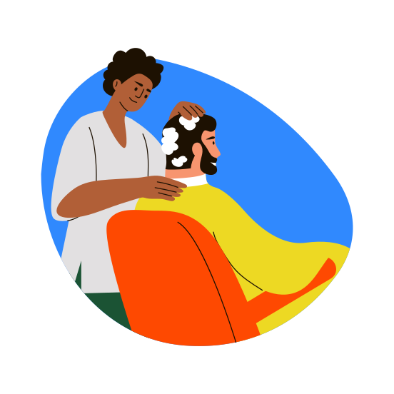 Hair Cleansing, Shampooing, Washing, Hairdressing, Barber illustration
