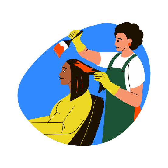 Hair Colouring, Dyeing, Tinting, Hairdressing, Stylist, illustration
