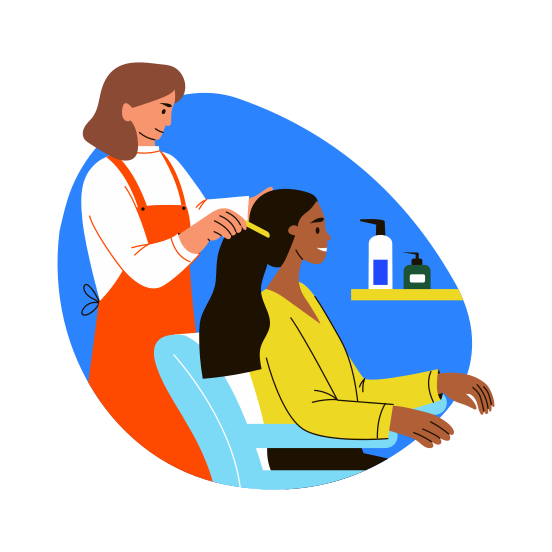 Hair Extensions, Stylist, Hairdressing, Hairstyling, Grooming illustration