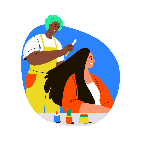 Hair Stylist, Hairdresser, Combing, Detangling, Brushing illustration