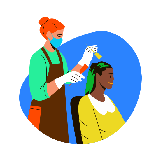 Hair Tinting, Colouring, Dyeing, Hairstyling, Grooming illustration