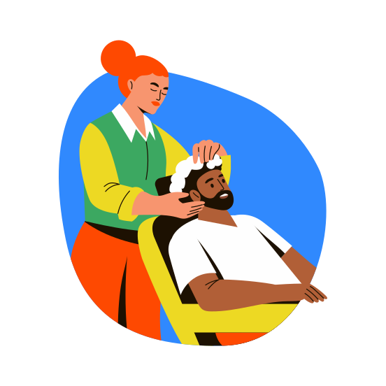 Hair Washing, Shampooing, Spa, Beauty, Grooming illustration