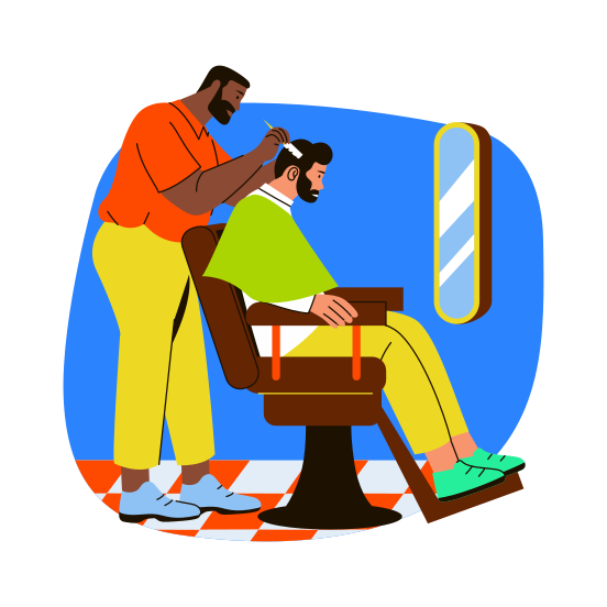 Haircut, Barber, Grooming, Hairstyling, Stylist illustration