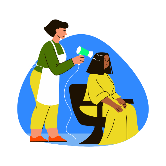Hairdressing, Hairstyling, Blow Drying, Stylist, Grooming illustration