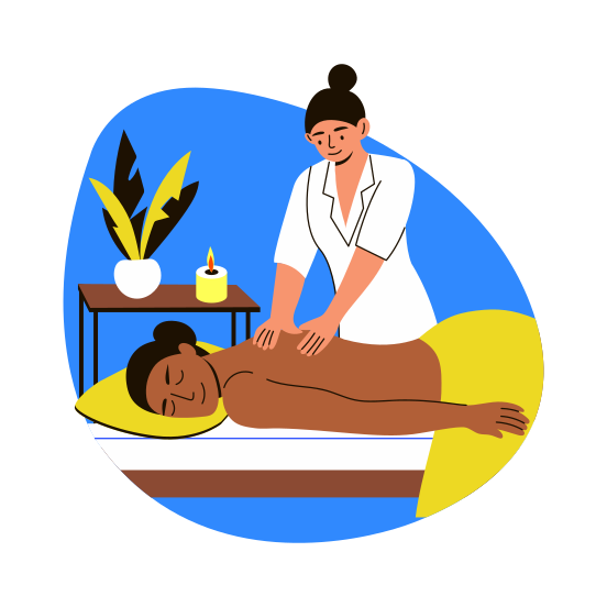 Massage Therapy, Back Massage, Spa, Wellness, Relaxing, illustration
