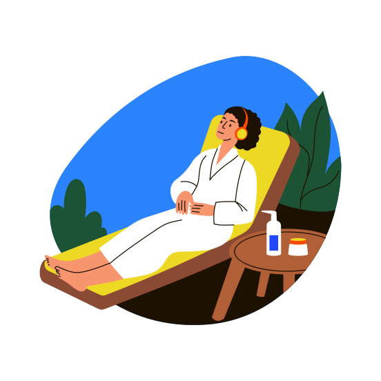 Music Therapy, Listening, Relaxing, Wellness, Wellbeing illustration