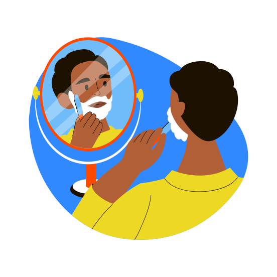 Razor Shaving, Grooming, Skincare, Beauty, Character illustration