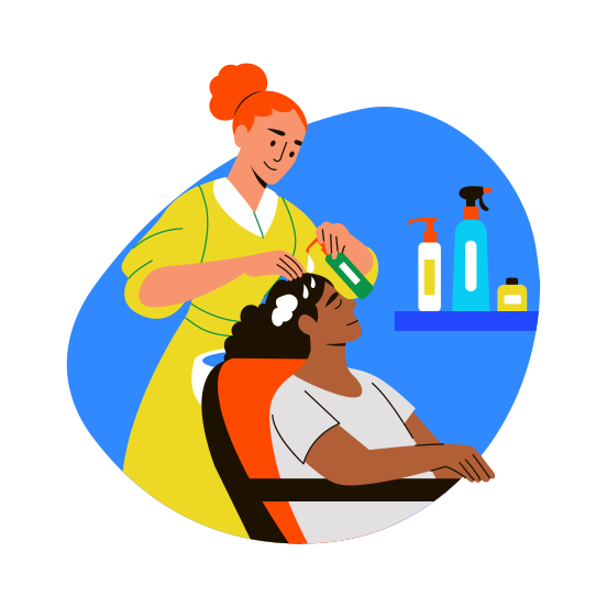 Shampooing Hair, Washing, Hairdressing, Stylist, Gromming illustration