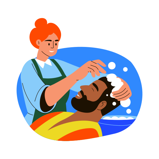 Shampooing, Washing, Spa, Scalp Massage, Beauty illustration