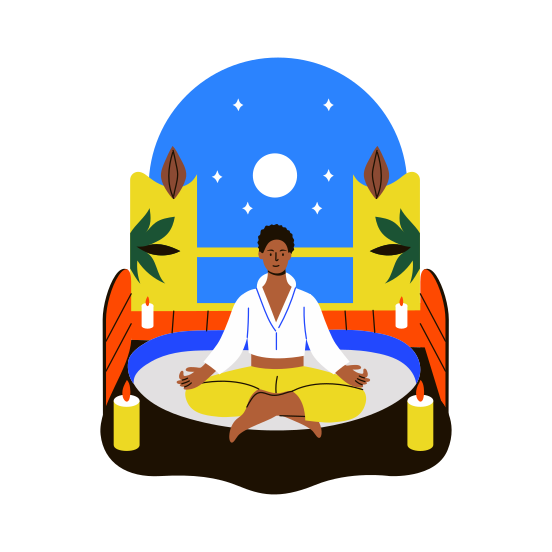Spa Meditation, Yoga, Wellness, Wellbeing, Mindfulness illustration
