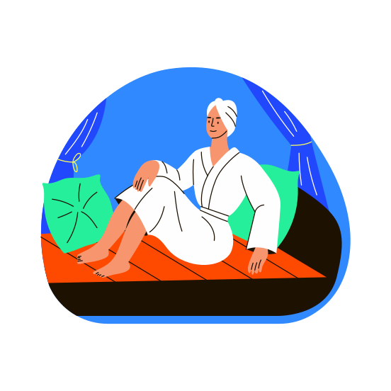 Spa Relaxing, Wellness, Wellbeing, Beauty, Woman illustration