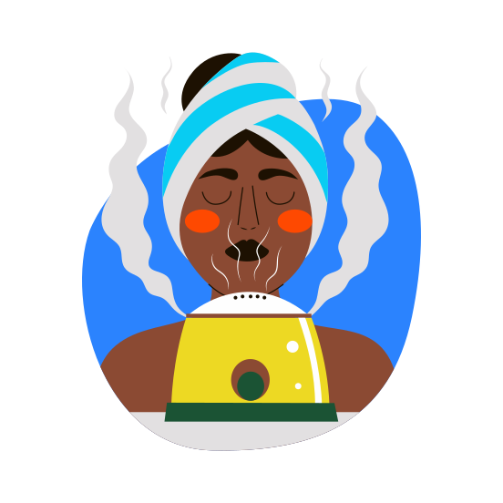 Steaming Face, Sauna, Facial, Hydration, Cosmetics illustration