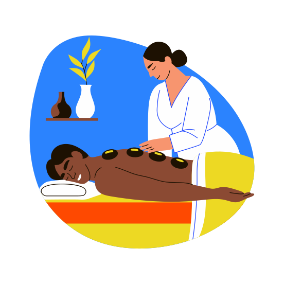 Stone Massage, Back Massage, Therapy, Spa, Wellness, illustration