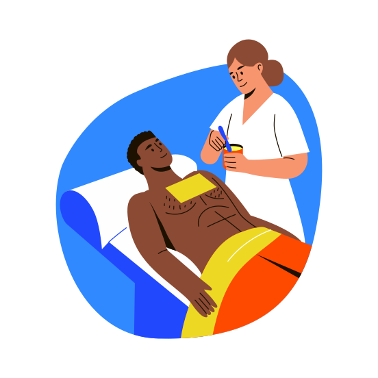 Waxing Chest, Depilation, Epilation, Hair Removing, Beauty, illustration