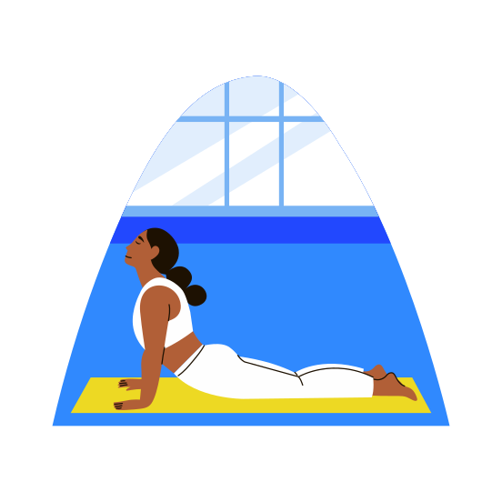 Yoga, Exercising, Stretching, Posing, Exertion illustration
