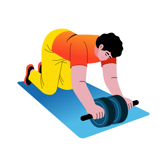 Ab Roller, Equipment, Workout, Character, Fitness, illustration