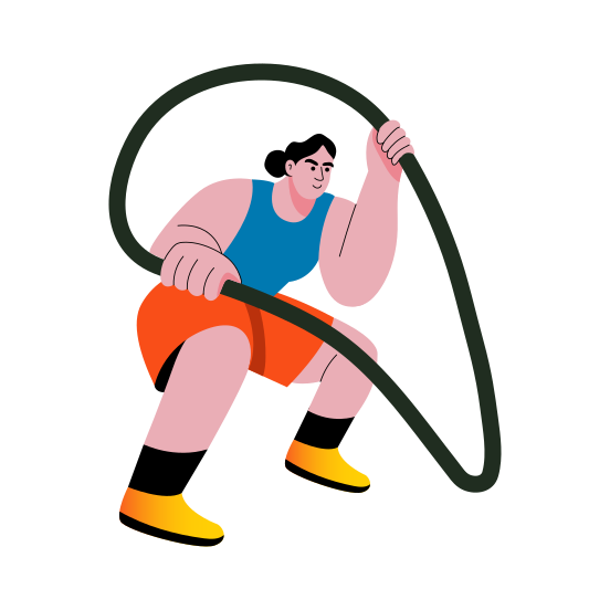 Battle Rope, Workout, Character, Person, Fitness, illustration