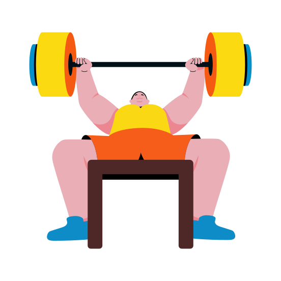 Bench Press, Weightlifting, Dumbbell, Barbell, Workout illustration