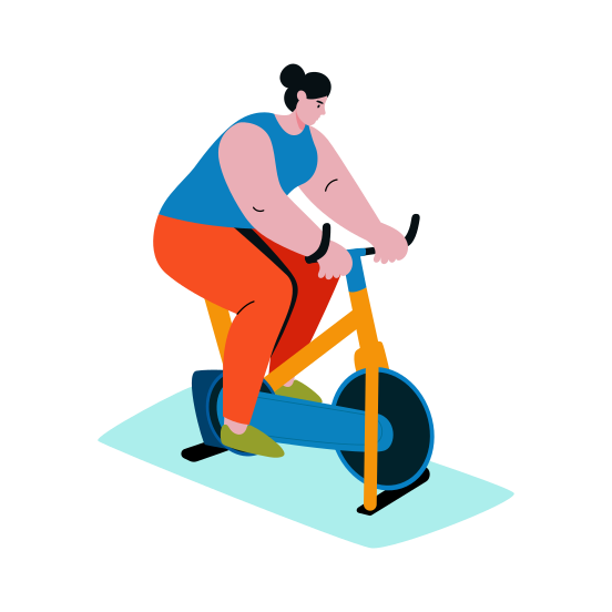 Bike Exercise, Cycling, Equipment, Workout, Character, illustration