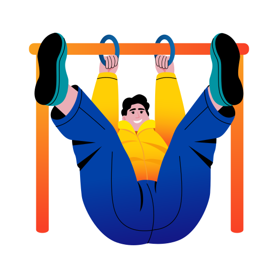 Chin Ups, Calisthenics, Pullups, Workout, Character, illustration