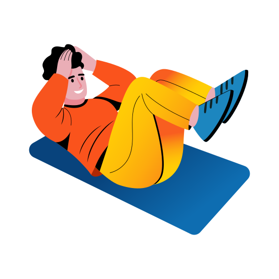 Core Workout, Crunching, Exercise, Fitness, Character, illustration