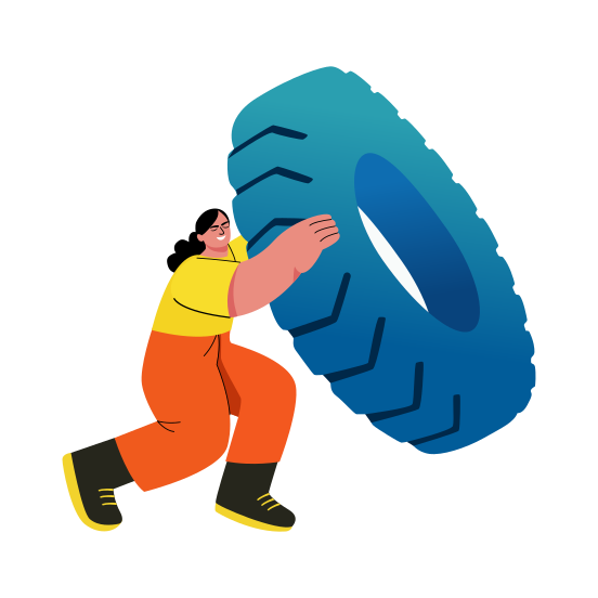 Flipping Tire, Crossfit, Workout, Exercise, Character, illustration