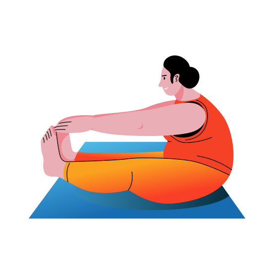 Hamstring Stretch, Flexibility, Fitness, Workout, Exercise, illustration