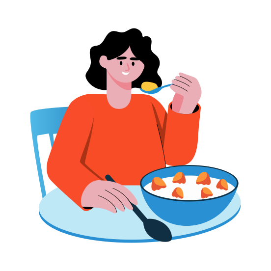 Healthy Food, Eating, Meal, Bowl, Character, illustration
