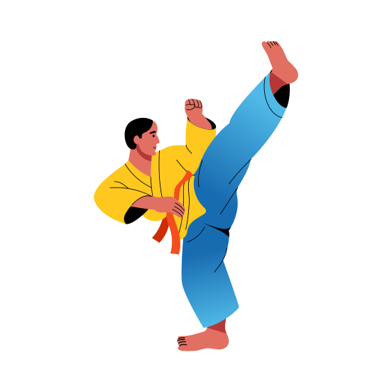 High Kick, Taekwondo, Karate, Character, Person, illustration