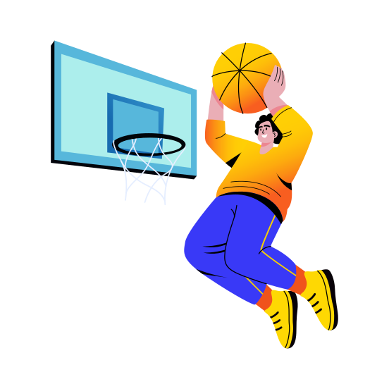 Jump Shot, Basketball, Athletic, Playing, Character illustration