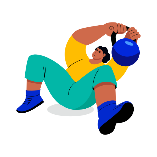 Kettlebell Swing, Cardio, Lifting, Fitness, Character, illustration