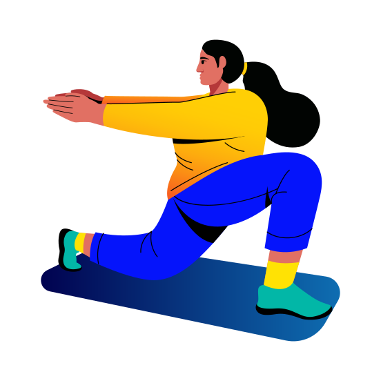 Lunges Workout, Quads, Stretching, Character, Fitness, illustration