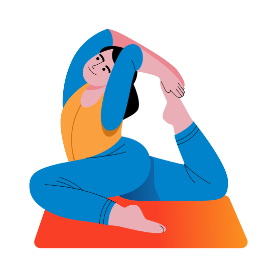 Pigeon Pose, Backbend, Workout, Fitness, Character, illustration