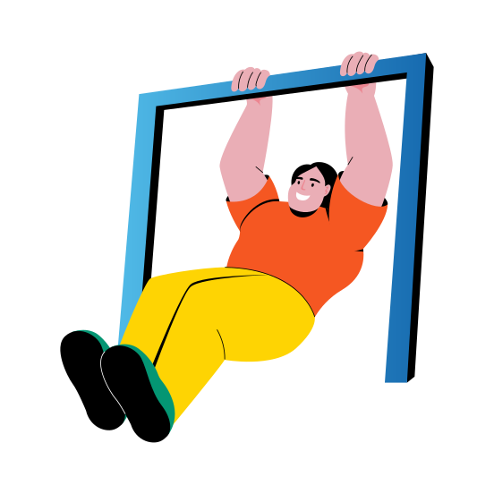 Pull Ups, Lifting, Upperbody, Workout, Character, illustration