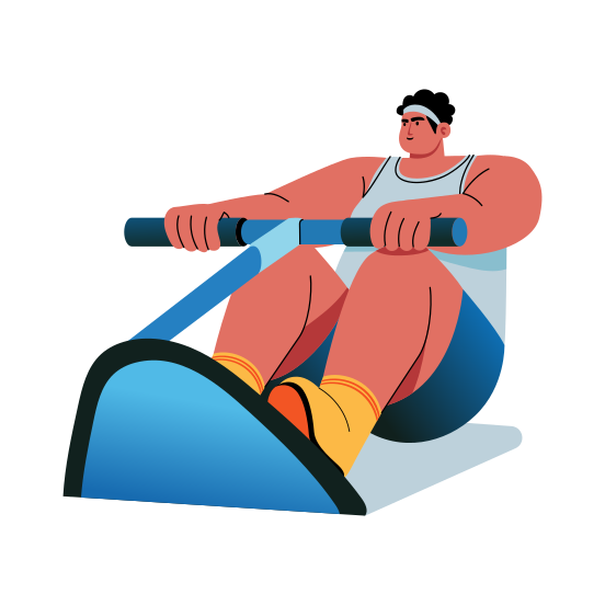 Rowing Machine, Equipment, Workout, Character, Fitness, illustration