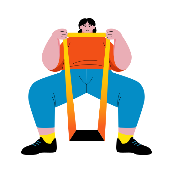 Stretching Band, Pilates, Exercise, Character, Workout, illustration