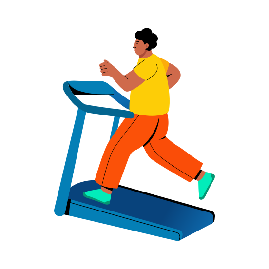 Treadmill Running, Equipment, Cardio, Character, Workout, illustration